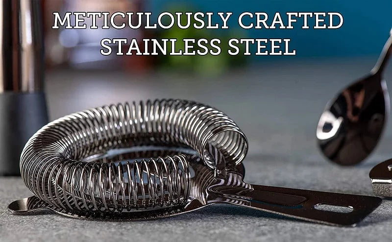 Meticulously crafted stainless steel cocktail bar strainer spring - premium mixology kit component detail