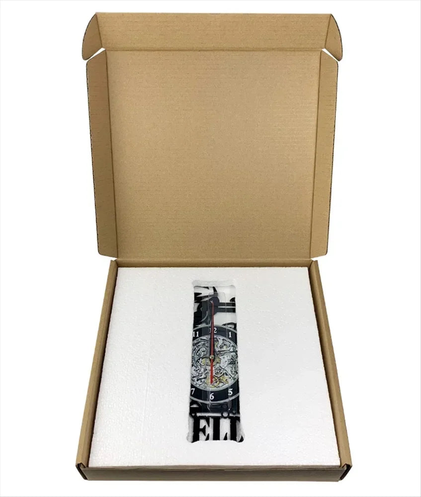 Mountain bike vinyl record clock packaging in premium gift box