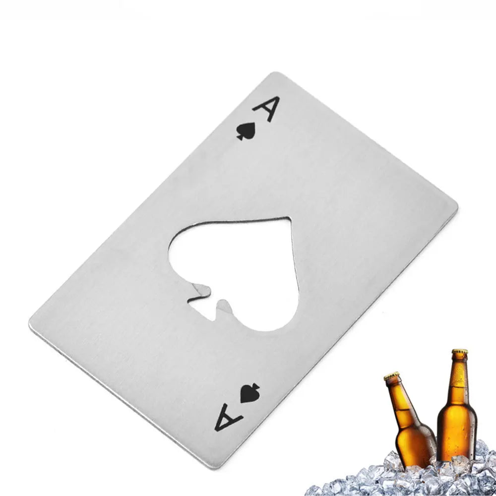Ace of Spades Poker Bottle Opener in stainless steel 