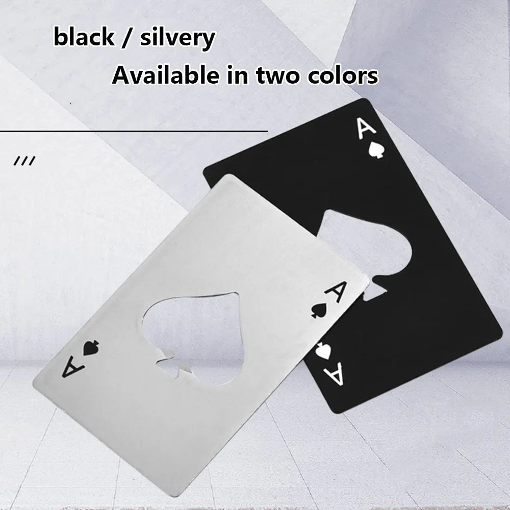 Ace of Spades Poker Bottle Opener in black silver gold stainless steel - colours available 